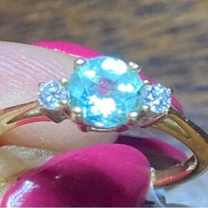 Gold Ring with Aquamarine and Diamond Accents